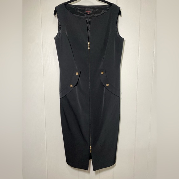 Escada Dresses & Skirts - Escada Black Sleeveless Midi Dress with Gold Accents Size 38 (US 8)